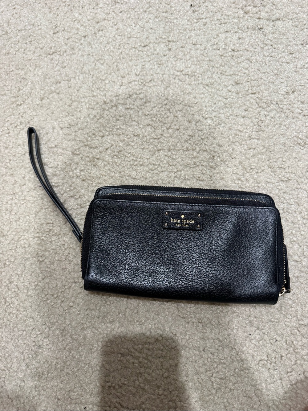 kate spade Black Pebbled Leather Wristlet Clutch